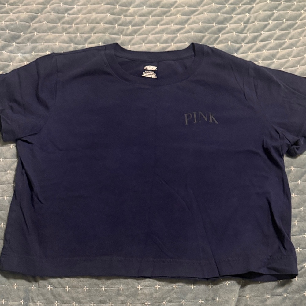 PINK Navy Cropped Tee